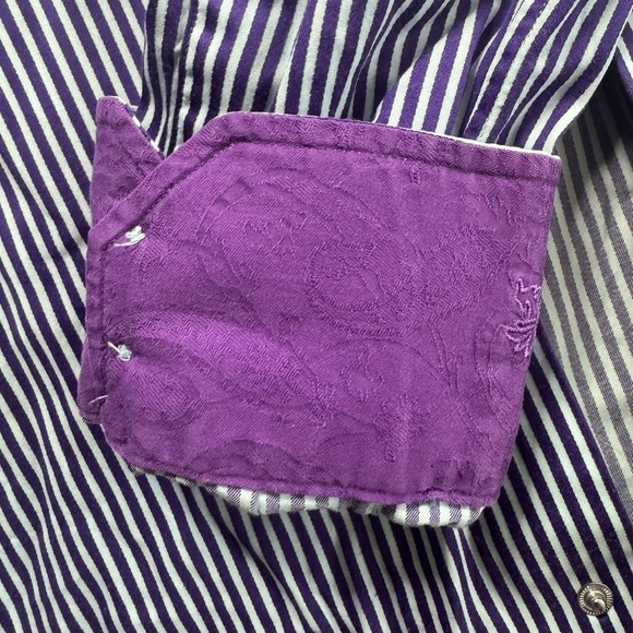 Robert Graham Purple/Blue Striped 16.5 Men's L Shirt Purple Cuff Multicolour. - Picture 5 of 10